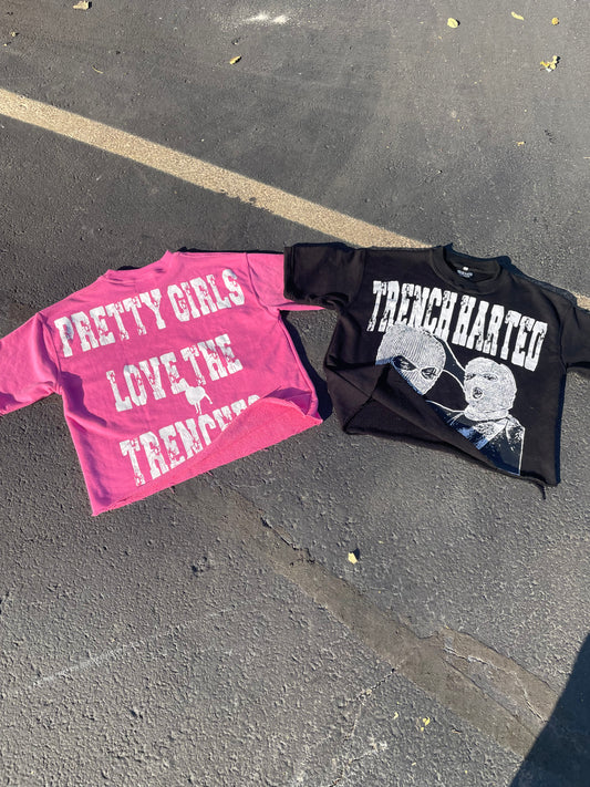 (2 pack) 1 pink & 1 black “Pretty Girls Love The Trenches”  Tee